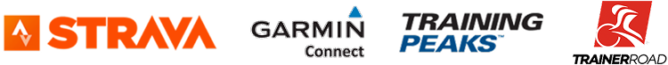 Compatible with Strava, Garmin, TrainingPeaks, TrainerRoad